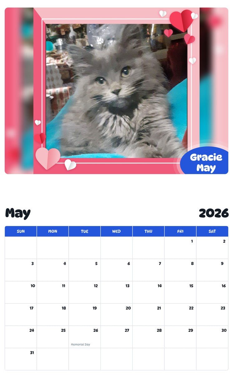 2026 - 2027 Gracie May - Pawidols Pet Calendar