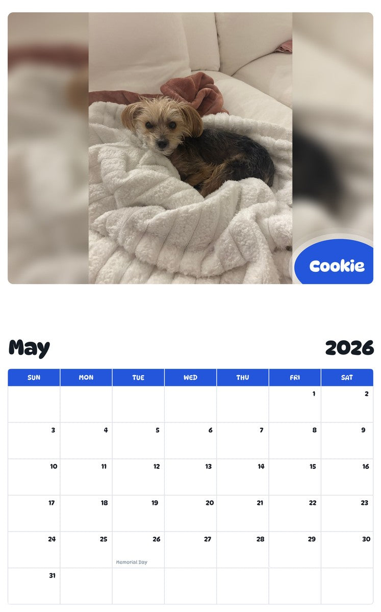 2026 - 2027 Cookie - Pawidols Pet Calendar