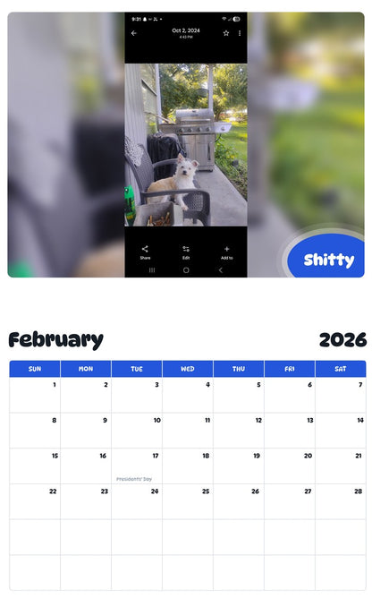 November 2025 - October 2026 Shitty - Pawidols Pet Calendar