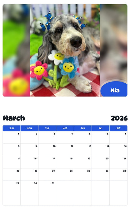 November 2025 - October 2026 Mia - Pawidols Pet Calendar
