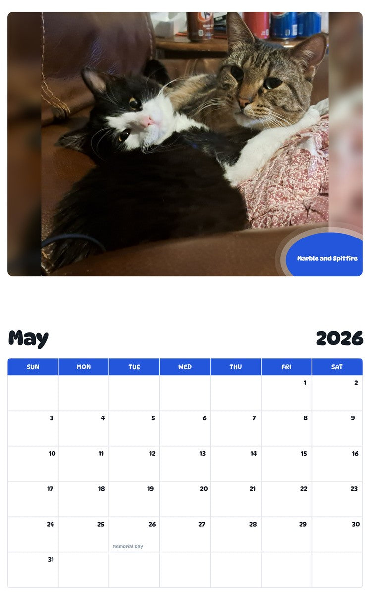 2026 - 2027 Marble and Spitfire - Pawidols Pet Calendar