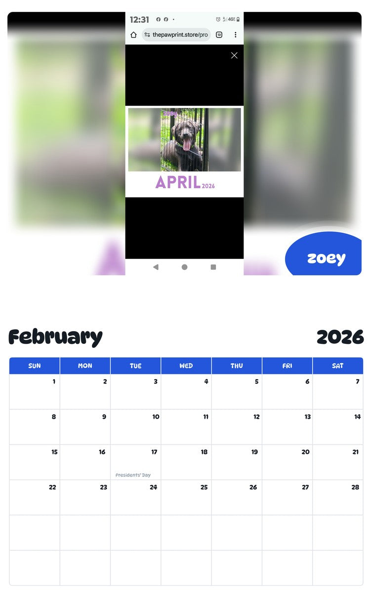 October 2025 - September 2026 zoey - Pawidols Pet Calendar