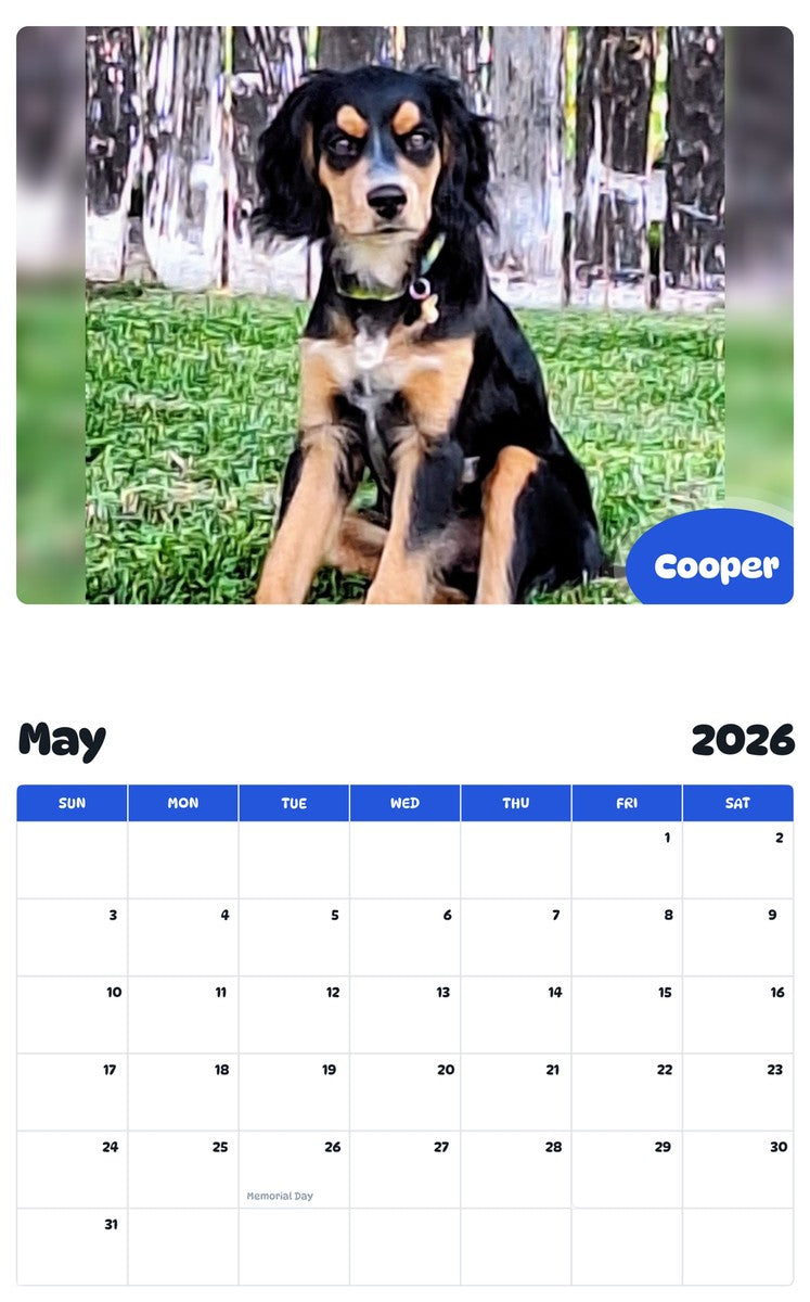 2026 - 2027 Cooper - Pawidols Pet Calendar