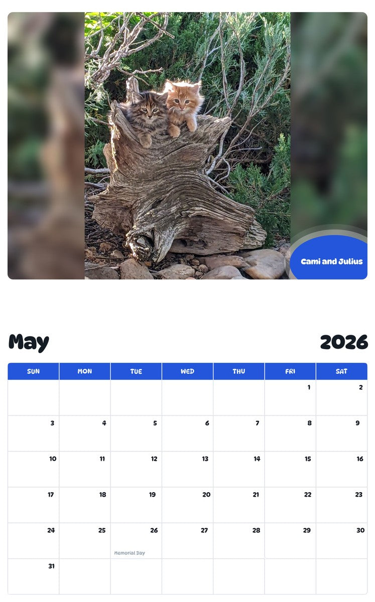 2026 - 2027 Cami and Julius - Pawidols Pet Calendar