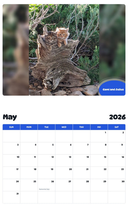 2026 - 2027 Cami and Julius - Pawidols Pet Calendar