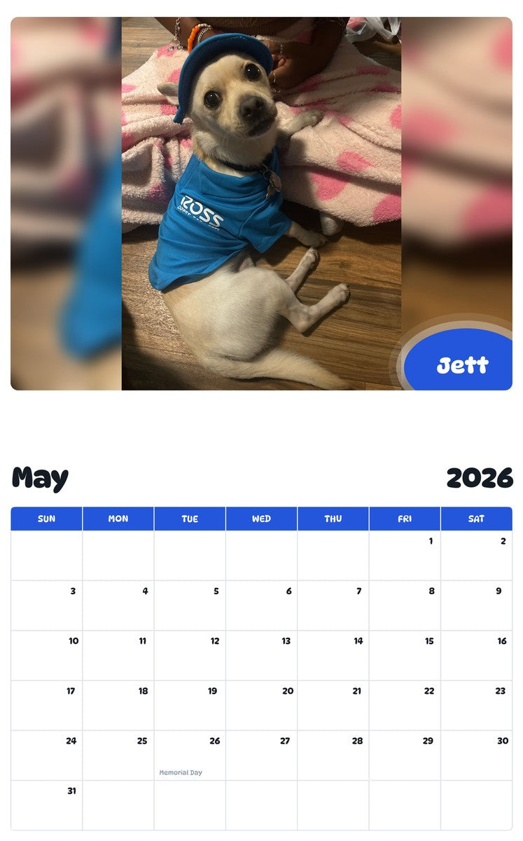 2026 - 2027 Jett - Pawidols Pet Calendar