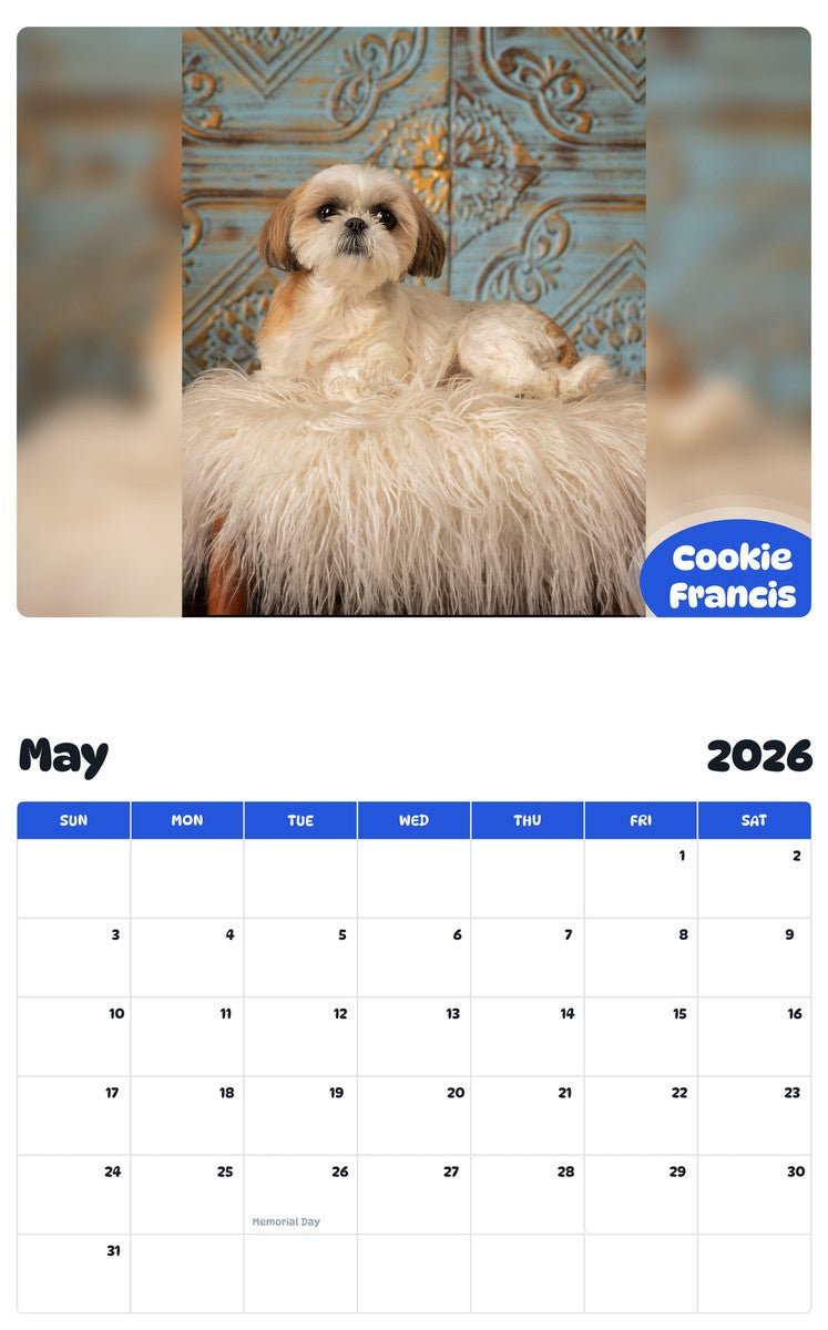2026 - 2027 Cookie Francis - Pawidols Pet Calendar