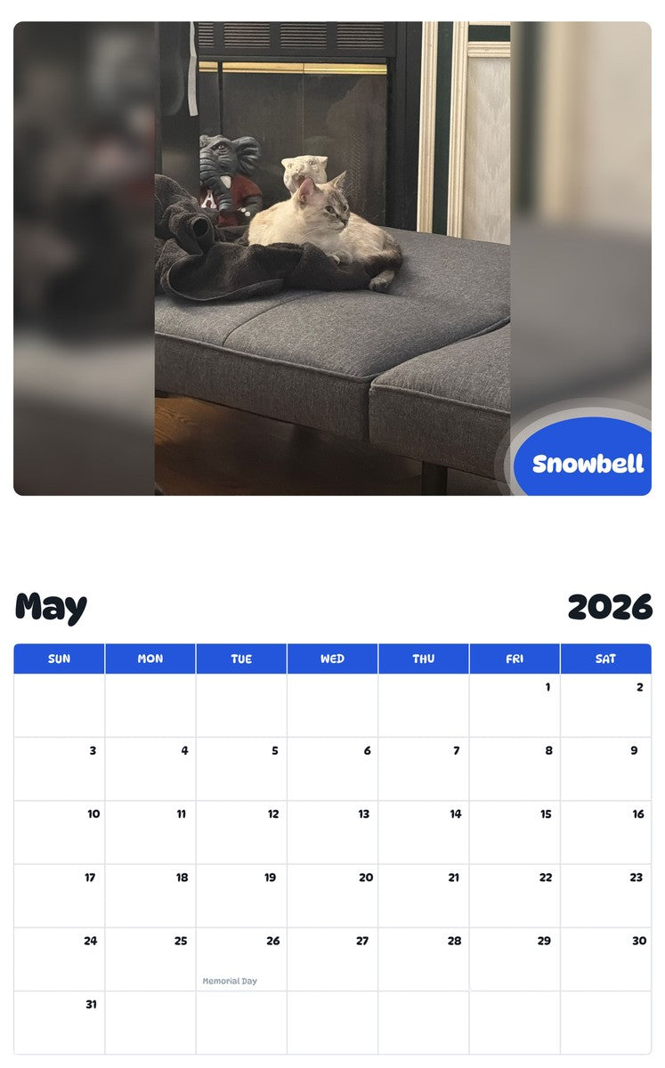 2026 - 2027 Snowbell - Pawidols Pet Calendar