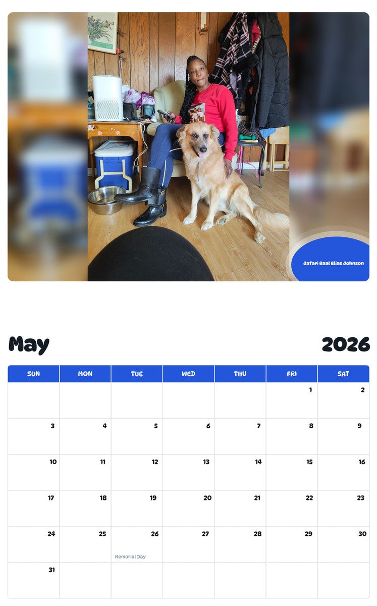 2026 - 2027 Jafari Baal Elias Johnson - Pawidols Pet Calendar