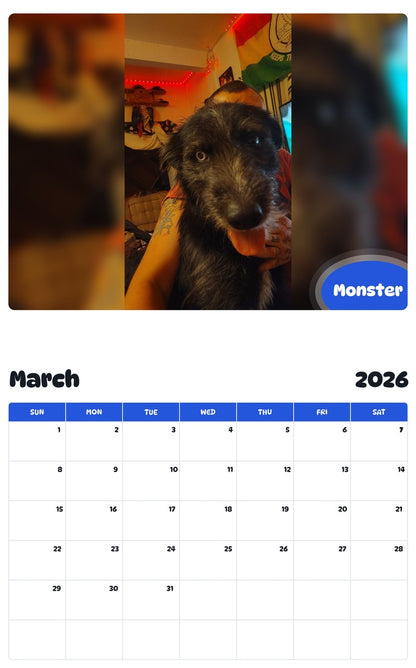 November 2025 - October 2026 Monster - Pawidols Pet Calendar