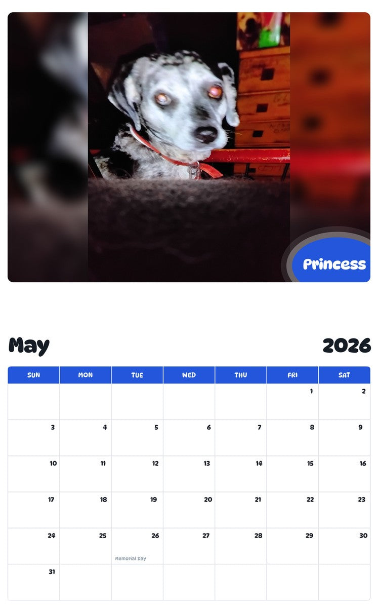 2026 - 2027 Princess - Pawidols Pet Calendar