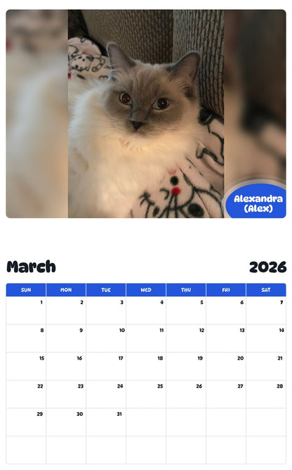 November 2025 - October 2026 Alexandra (Alex) - Pawidols Pet Calendar