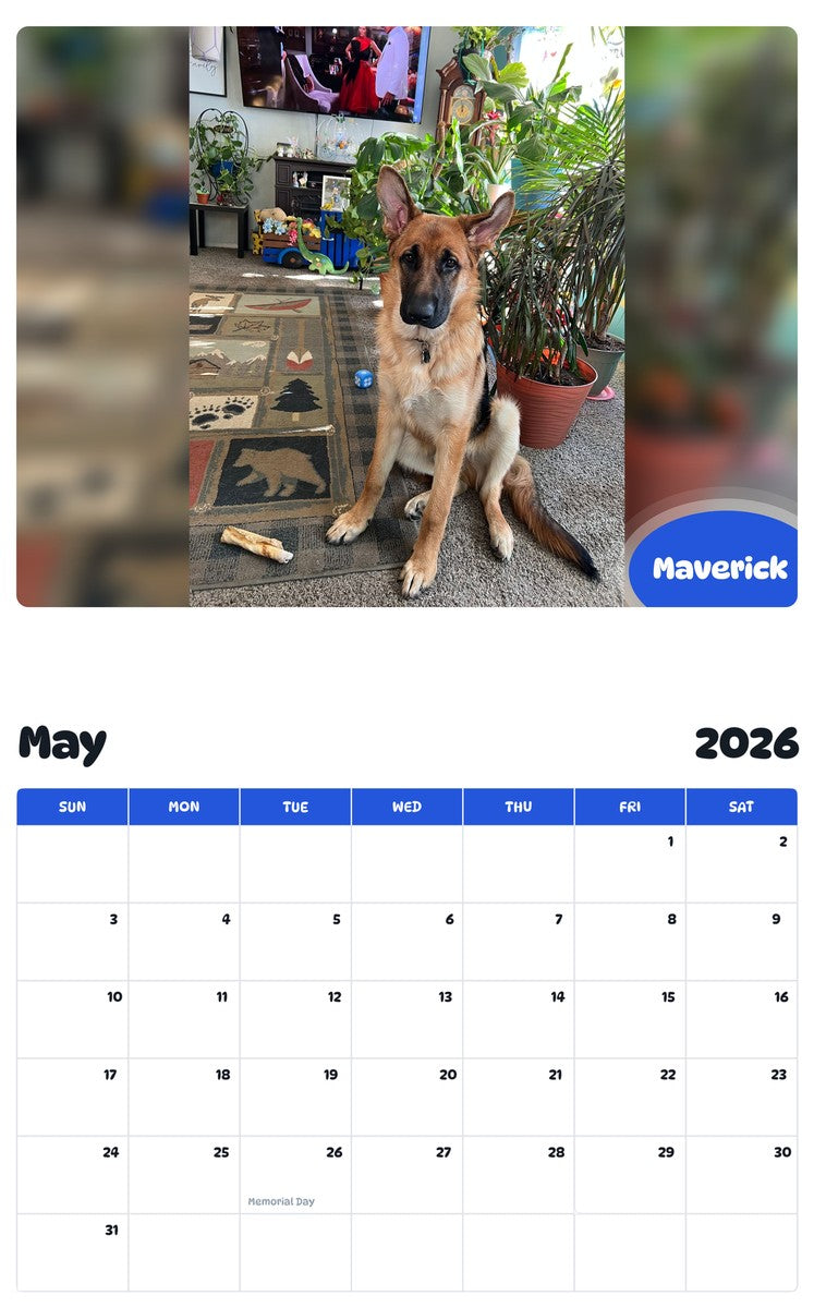 2026 - 2027 Maverick - Pawidols Pet Calendar