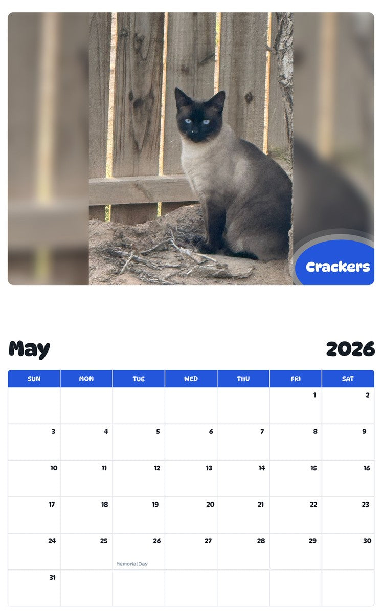 2026 - 2027 Crackers - Pawidols Pet Calendar