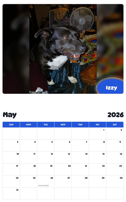 2026 - 2027 Izzy - Pawidols Pet Calendar