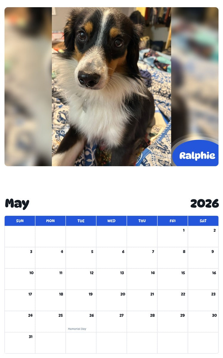 2026 - 2027 Ralphie - Pawidols Pet Calendar