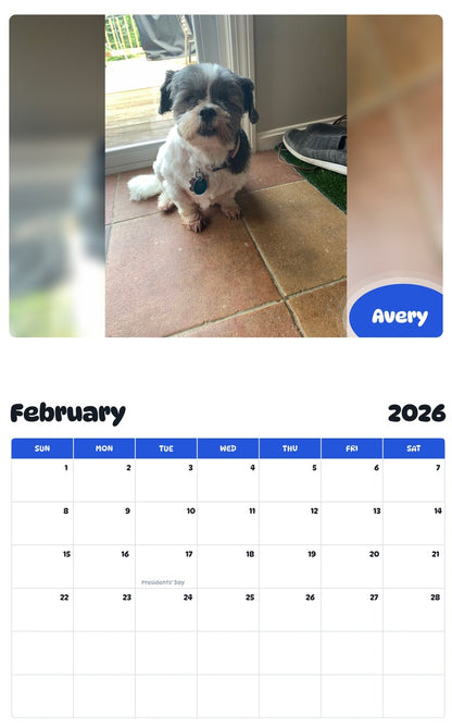 October 2025 - September 2026 Avery - Pawidols Pet Calendar