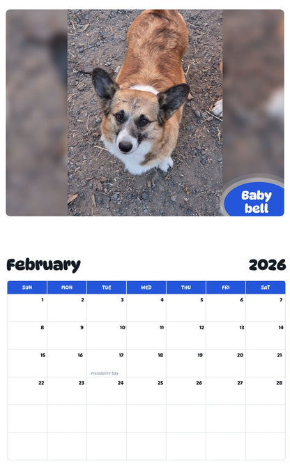 November 2025 - October 2026 Baby bell - Pawidols Pet Calendar