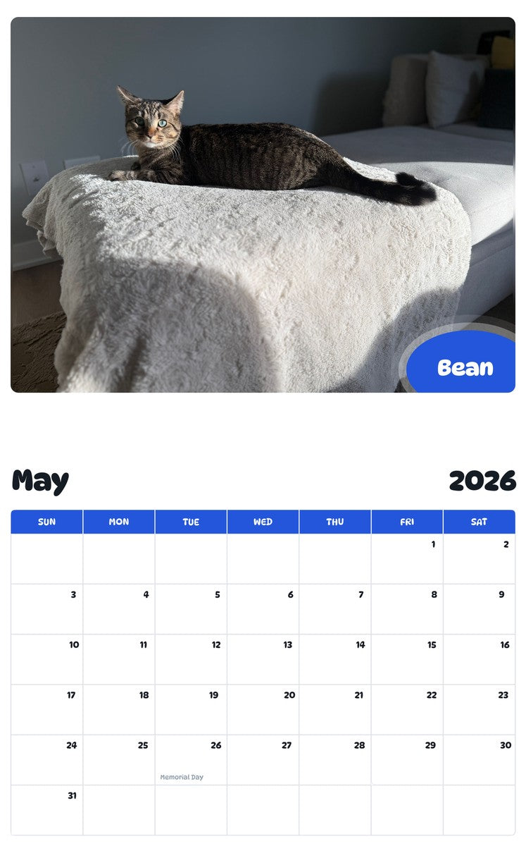 2026 - 2027 Bean - Pawidols Pet Calendar