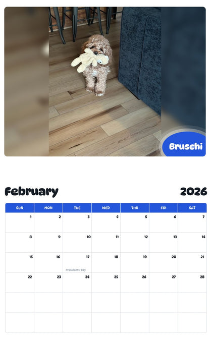 November 2025 - October 2026 Bruschi - Pawidols Pet Calendar