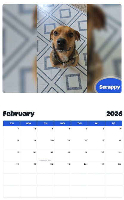 October 2025 - September 2026 Scrappy - Pawidols Pet Calendar