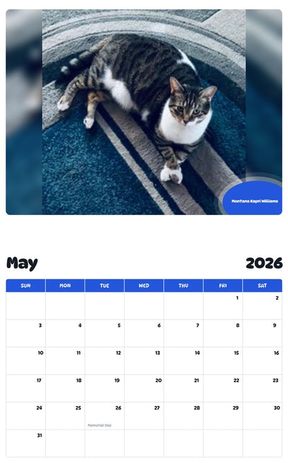 2026 - 2027 Montana Kapri Williams - Pawidols Pet Calendar