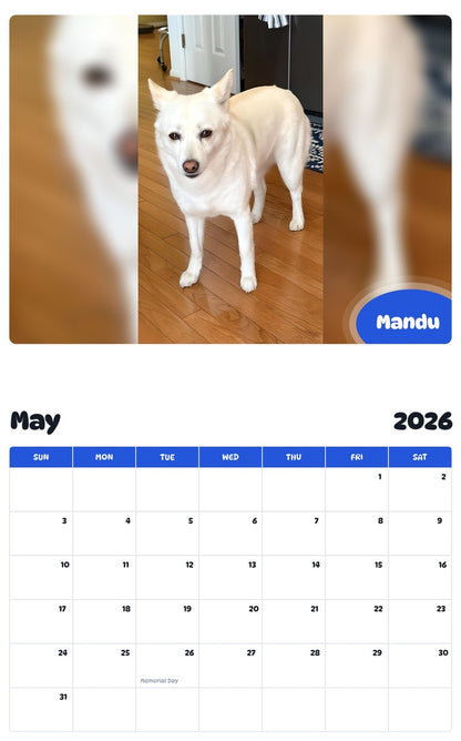 2026 - 2027 Mandu - Pawidols Pet Calendar