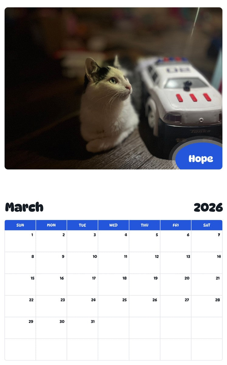 November 2025 - October 2026 Hope - Pawidols Pet Calendar