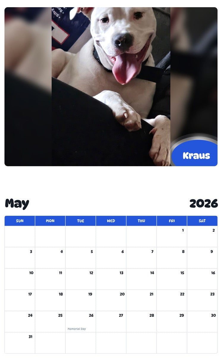 2026 - 2027 Kraus - Pawidols Pet Calendar