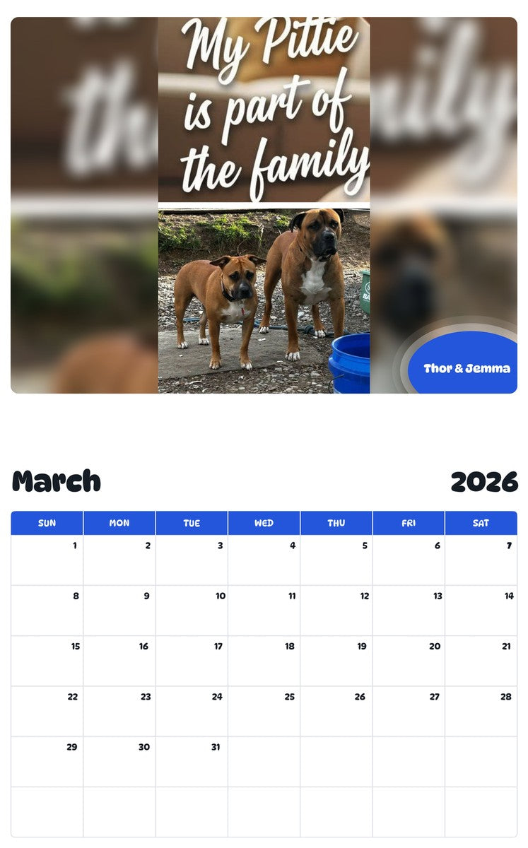 November 2025 - October 2026 Thor & Jemma - Pawidols Pet Calendar
