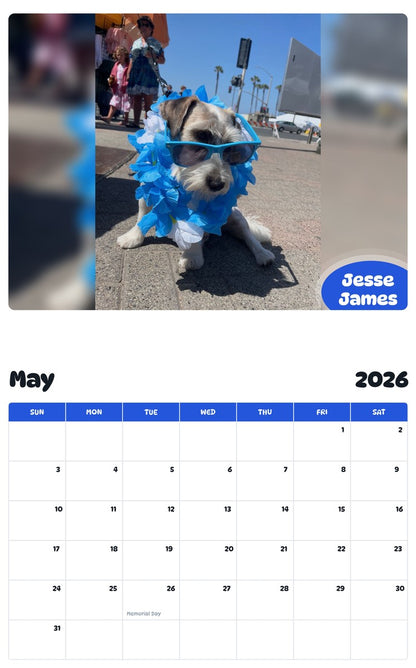 2026 - 2027 Jesse James - Pawidols Pet Calendar