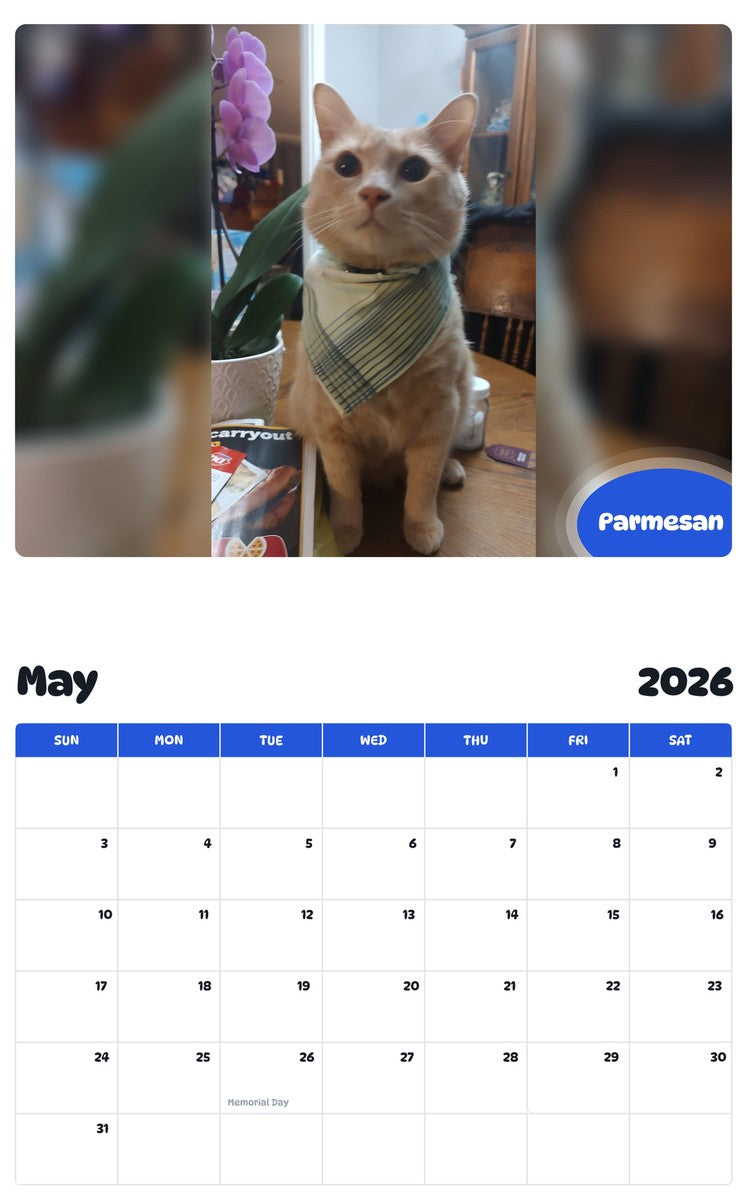 2026 - 2027 Parmesan - Pawidols Pet Calendar