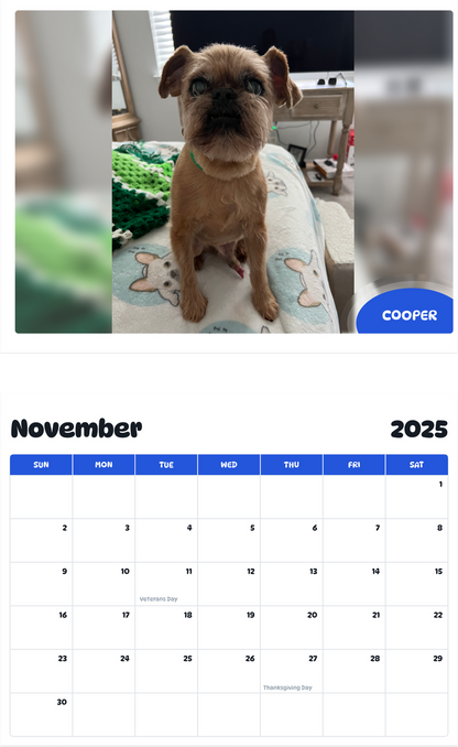 July 2025 - June 2026 Cooper - Pawidols Pet Calendar