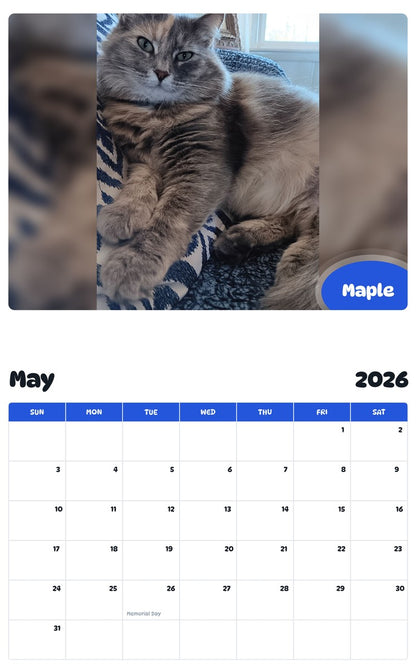 2026 - 2027 Maple - Pawidols Pet Calendar