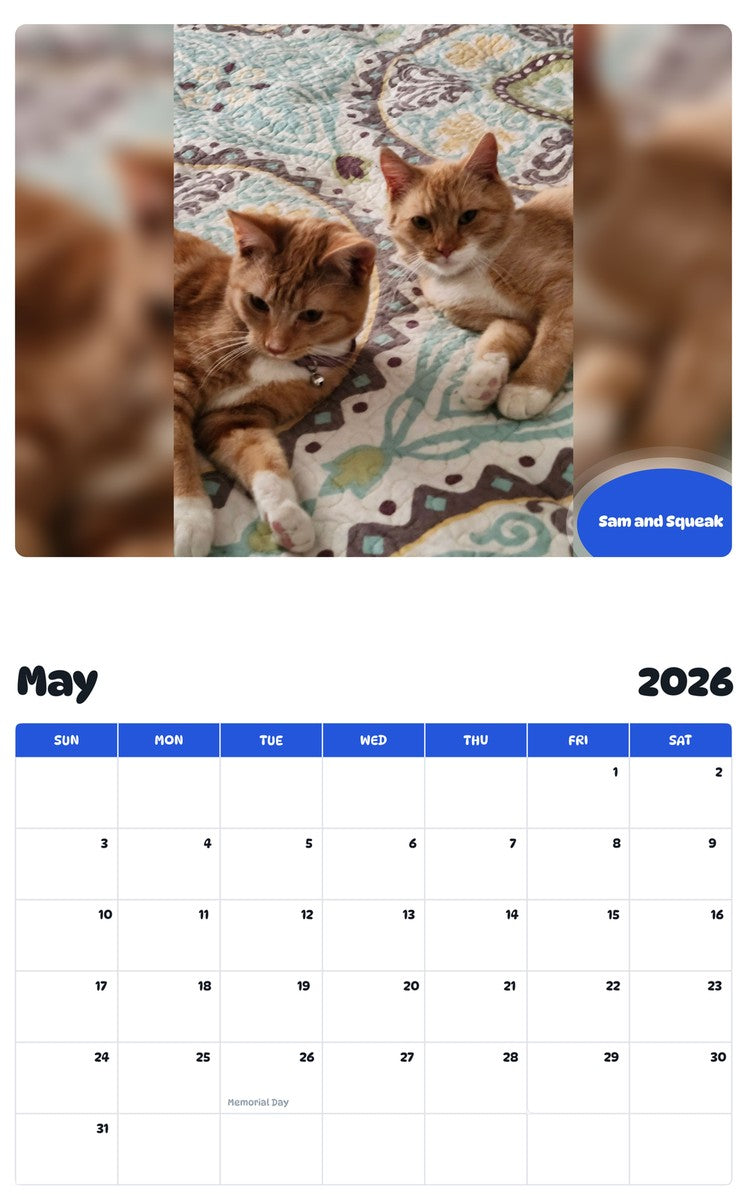 2026 - 2027 Sam and Squeak - Pawidols Pet Calendar