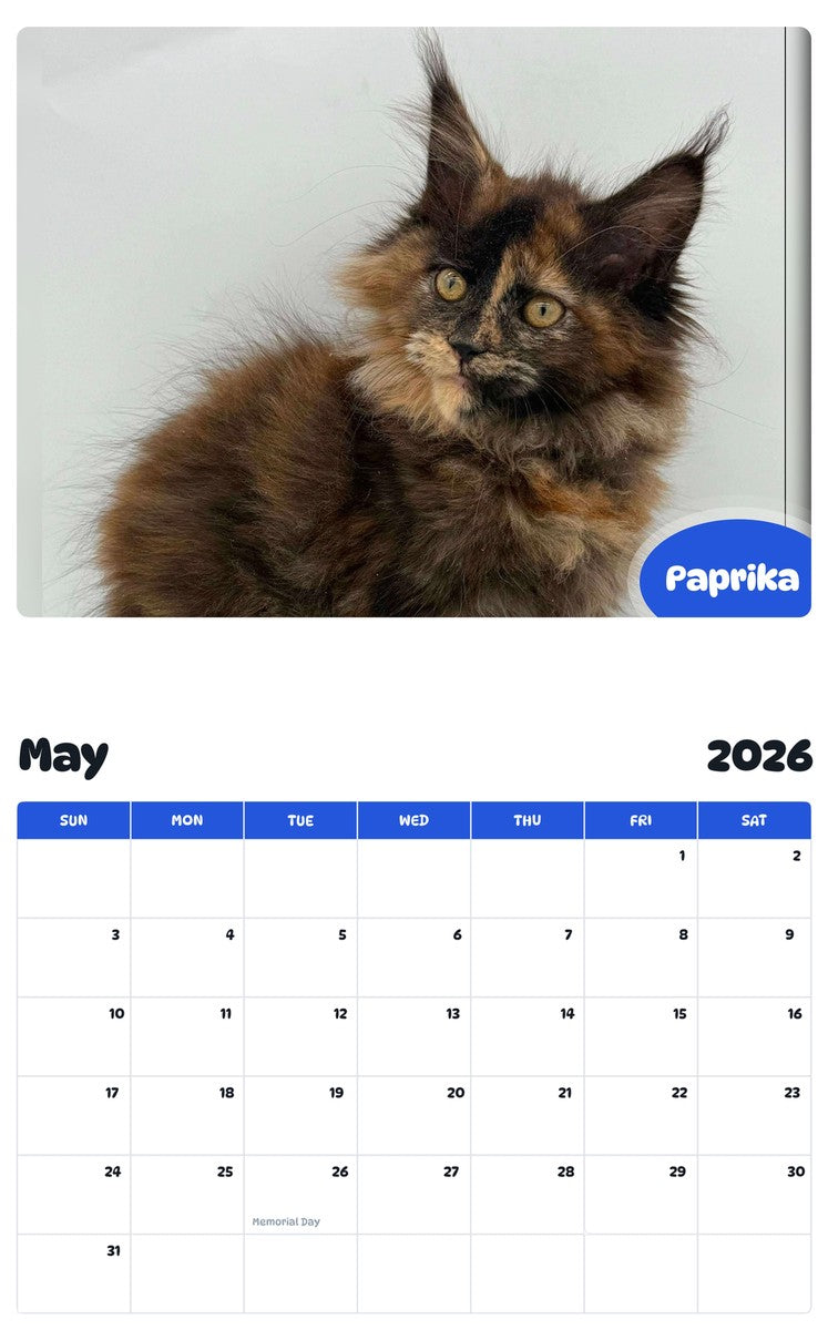 2026 - 2027 Paprika - Pawidols Pet Calendar