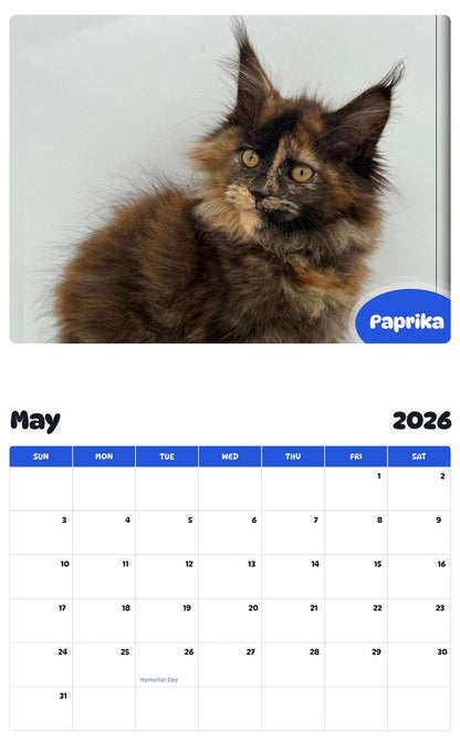 2026 - 2027 Paprika - Pawidols Pet Calendar