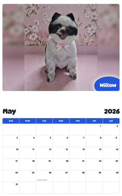 2026 - 2027 Willow - Pawidols Pet Calendar