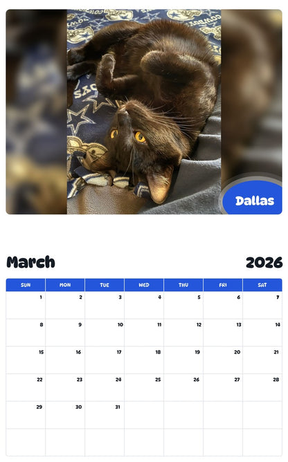 November 2025 - October 2026 Dallas - Pawidols Pet Calendar