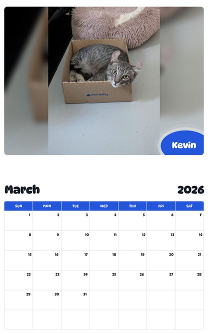 November 2025 - October 2026 Kevin - Pawidols Pet Calendar