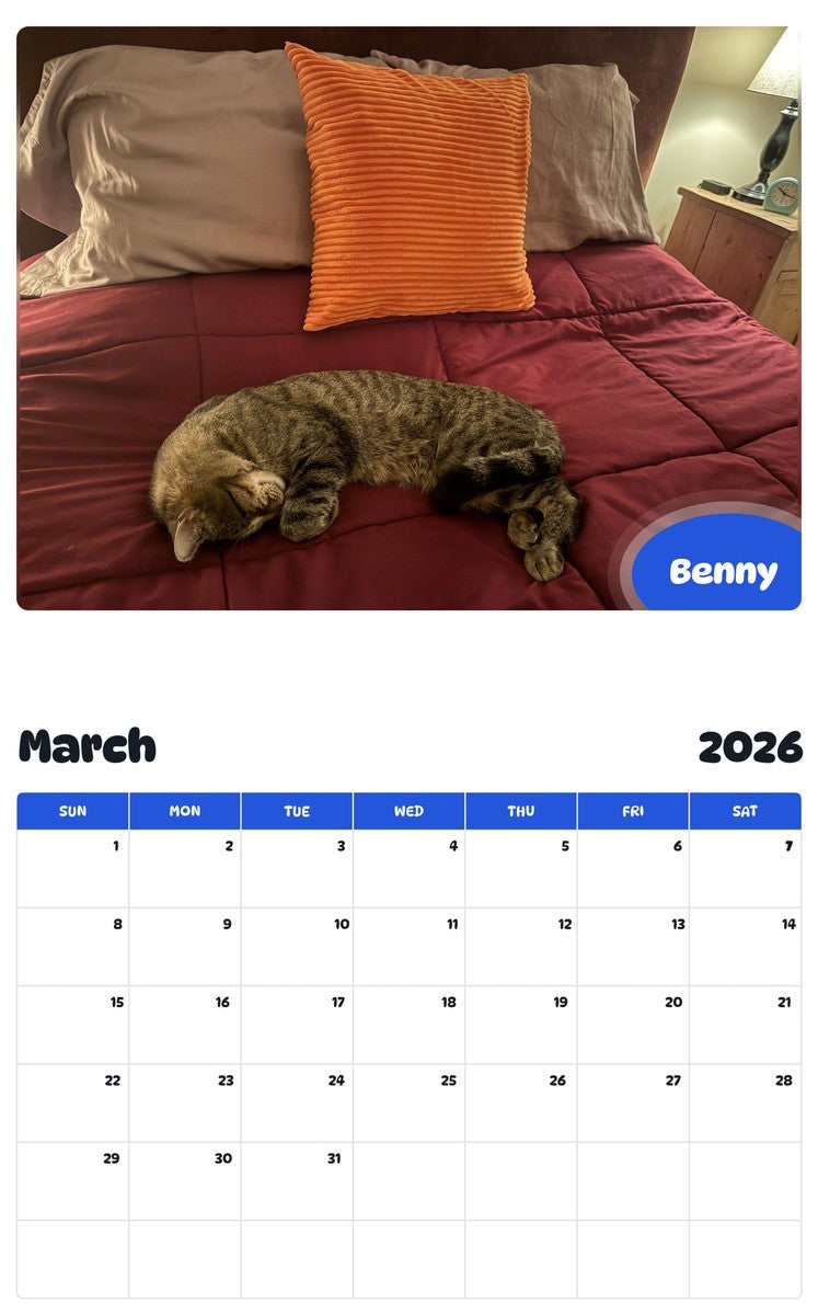 November 2025 - October 2026 Benny - Pawidols Pet Calendar