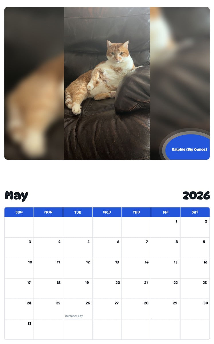2026 - 2027 Ralphie (Big Ounce) - Pawidols Pet Calendar