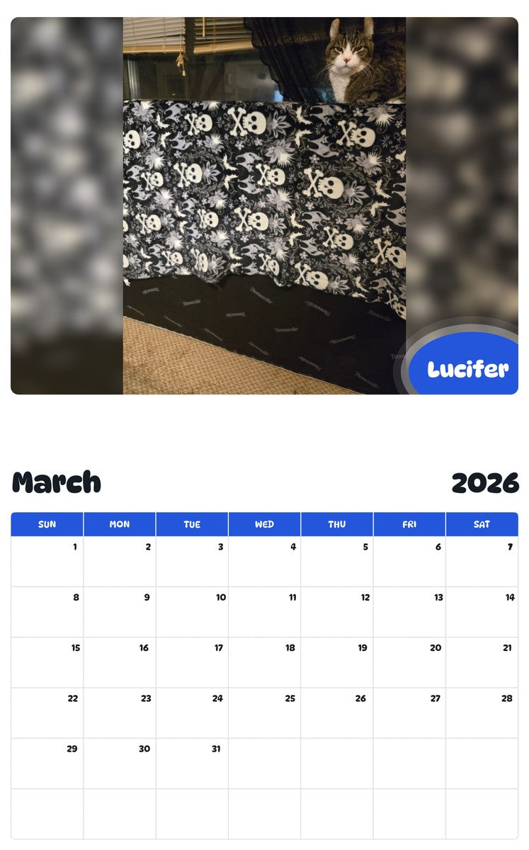 November 2025 - October 2026 Lucifer - Pawidols Pet Calendar