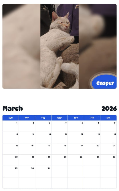 November 2025 - October 2026 Casper - Pawidols Pet Calendar