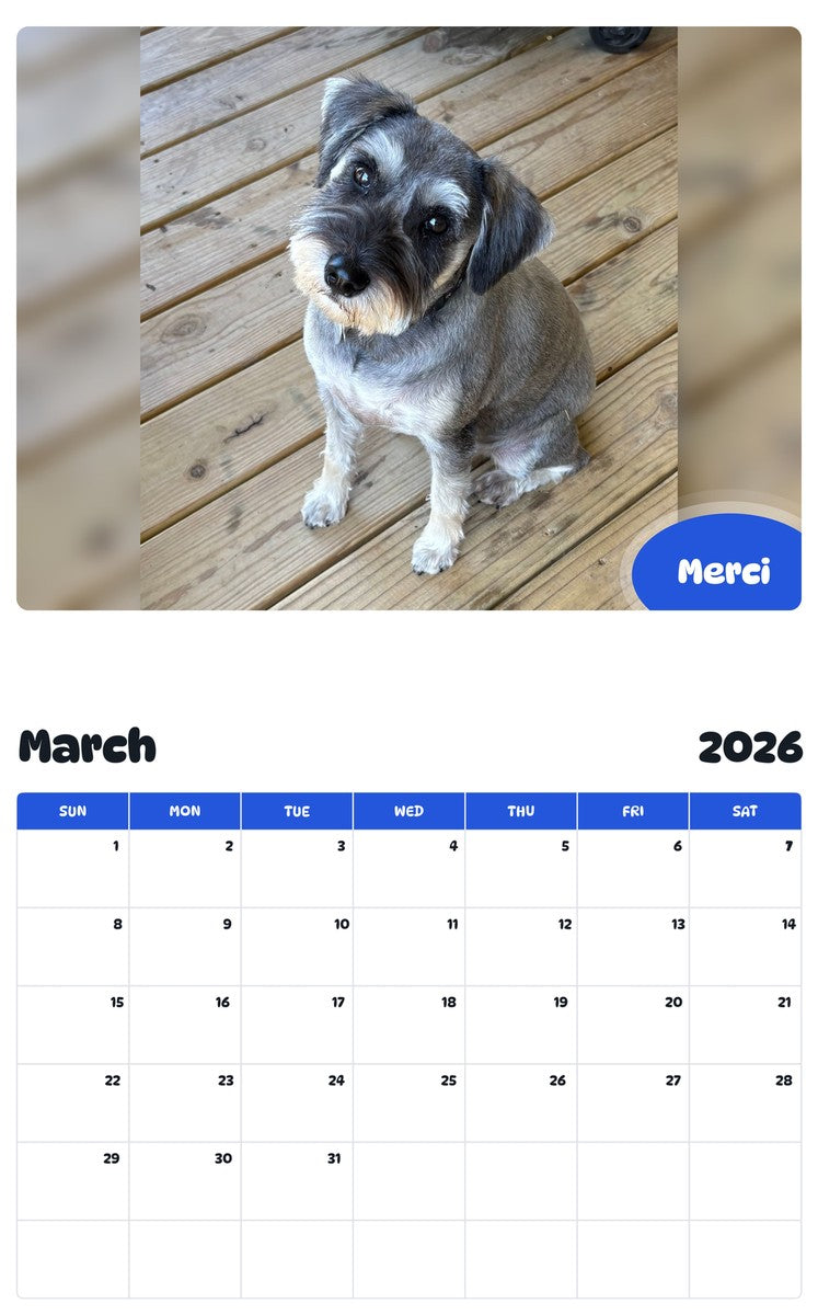 November 2025 - October 2026 Merci - Pawidols Pet Calendar
