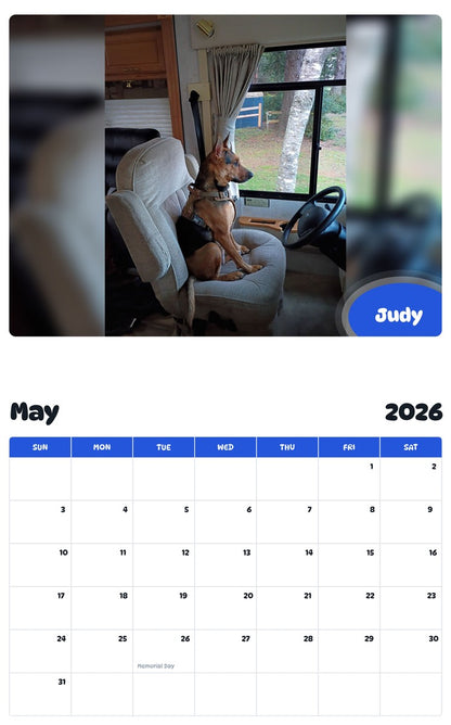 2026 - 2027 Judy - Pawidols Pet Calendar