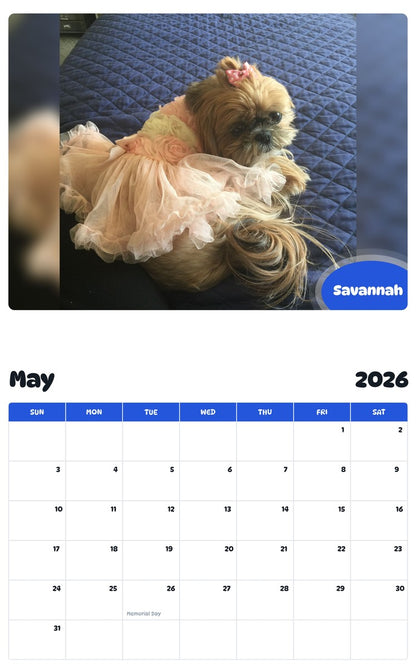 2026 - 2027 Savannah - Pawidols Pet Calendar