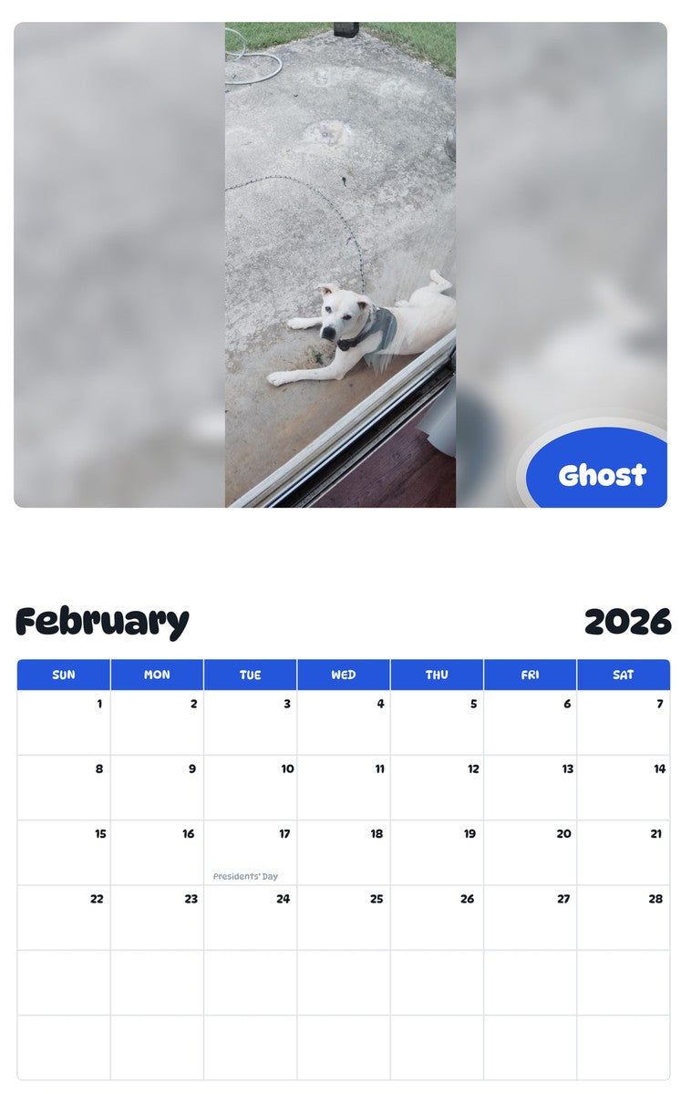 October 2025 - September 2026 Ghost - Pawidols Pet Calendar