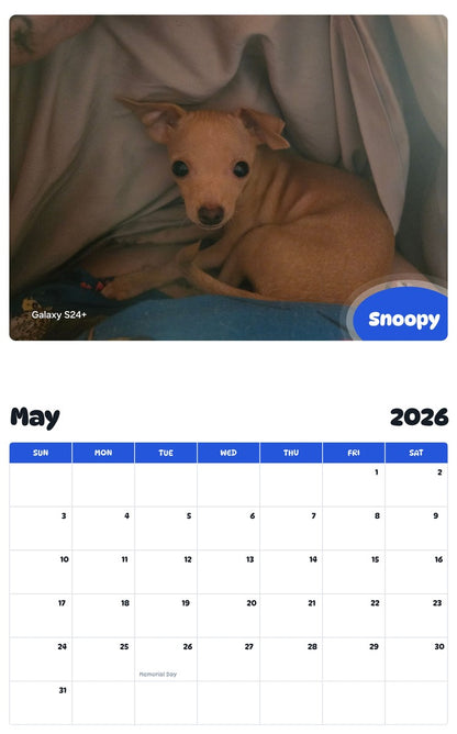 2026 - 2027 Snoopy - Pawidols Pet Calendar