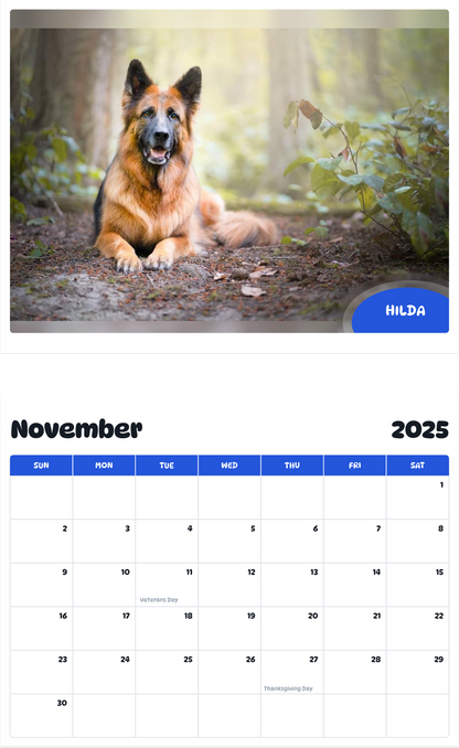 July 2025 - June 2026 Hilda - Pawidols Pet Calendar